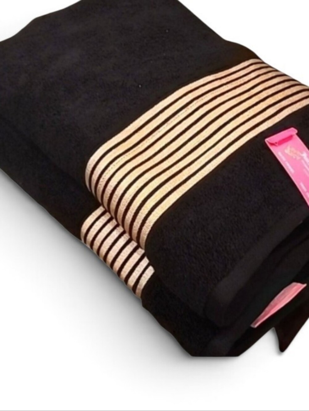 JUICY COUTURE Black Towel with Gold Stripe Accent